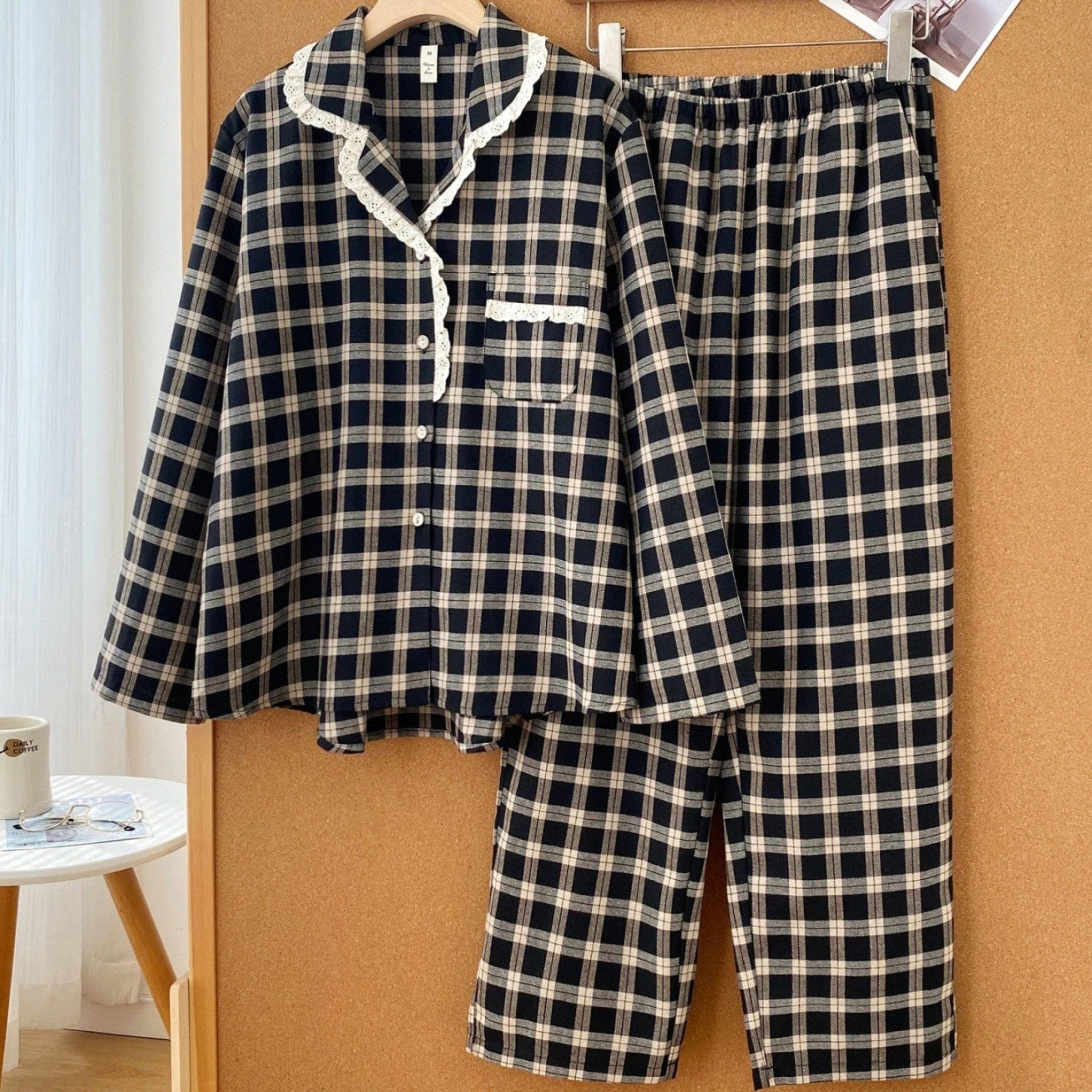 Scarlett Classic Plaid Black Pajama Set - Ever Lasting