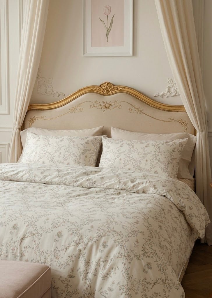 - Ever Lasting - Selah Combed Cotton Floral Bedding Set / White - Bedding Set - Ever Lasting