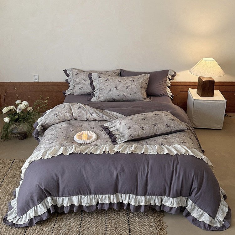 - Ever Lasting - Selene Ruffle Lace Floral Bedding Bundle - Bedding Bundle - Ever Lasting