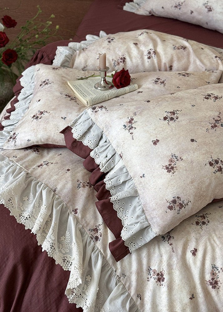 - Ever Lasting - Selene Ruffle Lace Floral Bedding Set / Purple - Bedding Set - Ever Lasting