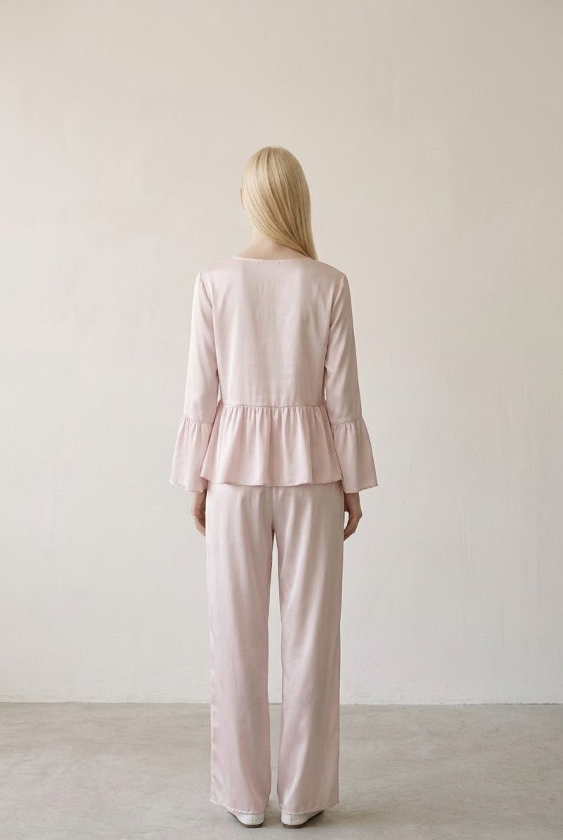 -Ever Lasting - Selora Silky Long-Sleeve Pajama Set / Pink -Pajamas -Ever Lasting