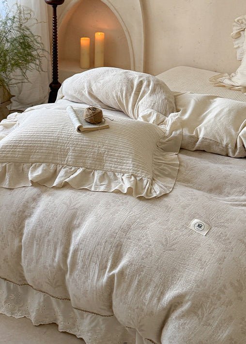 - Ever Lasting - Seraphina Floral Ruffle Bedding Set / Brown - Bedding Set - Ever Lasting