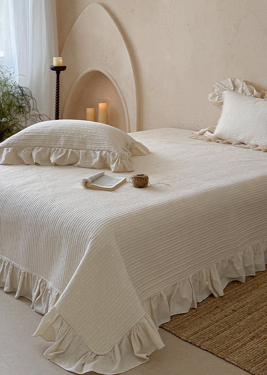 - Ever Lasting - Seraphina Floral Ruffle Bedding Set / Brown - Bedding Set - Ever Lasting