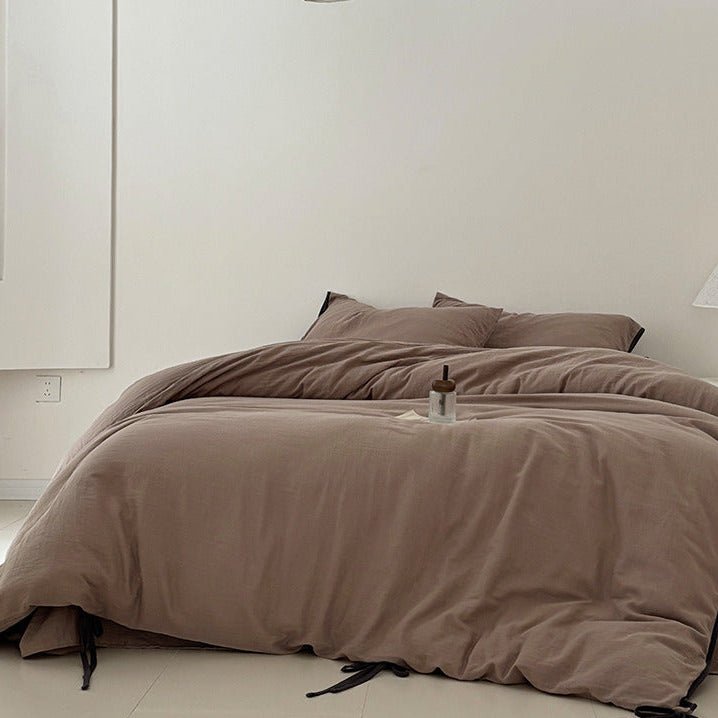 - Ever Lasting - Serena Ribbon Tied Bedding Set / Pink - Bedding Set - Ever Lasting