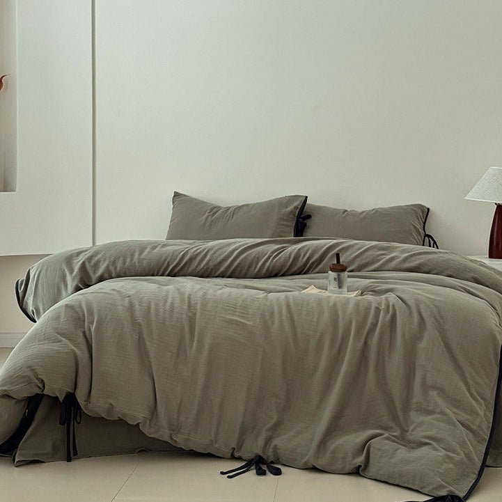 - Ever Lasting - Serena Ribbon Tied Bedding Set / Pink - Bedding Set - Ever Lasting