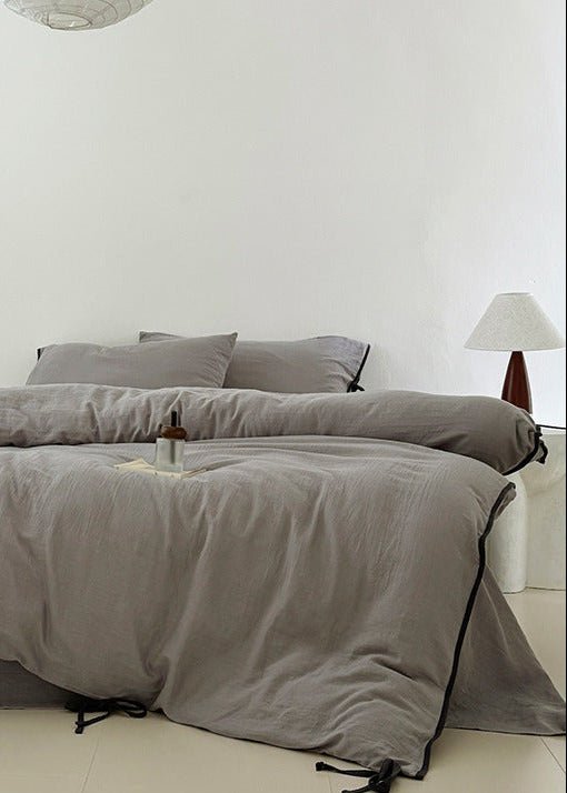 - Ever Lasting - Serena Ribbon Tied Bedding Set / Pink - Bedding Set - Ever Lasting