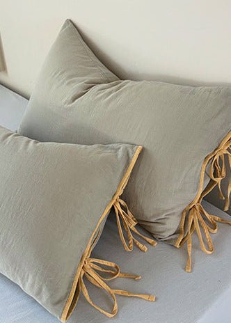 - Ever Lasting - Serena Ribbon Tied Bedding Set / Pink - Bedding Set - Ever Lasting