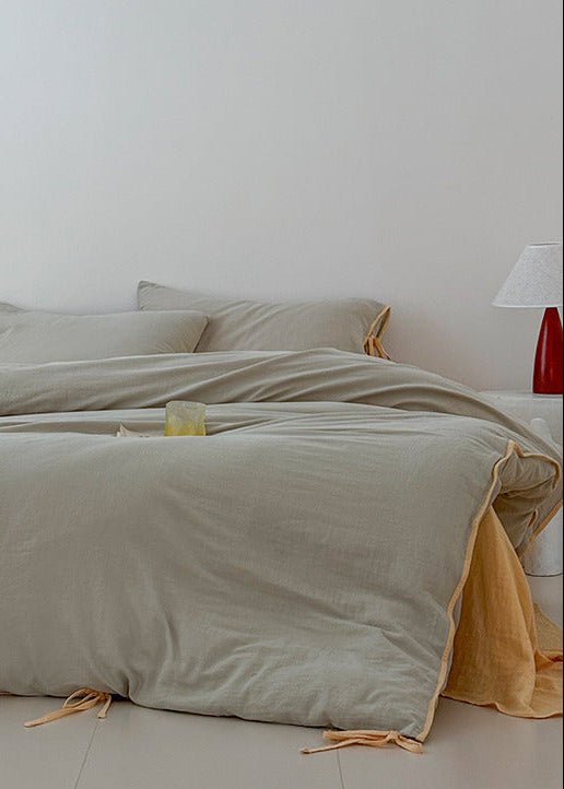 - Ever Lasting - Serena Ribbon Tied Bedding Set / Pink - Bedding Set - Ever Lasting