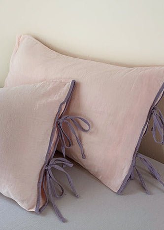 - Ever Lasting - Serena Ribbon Tied Bedding Set / Pink - Bedding Set - Ever Lasting