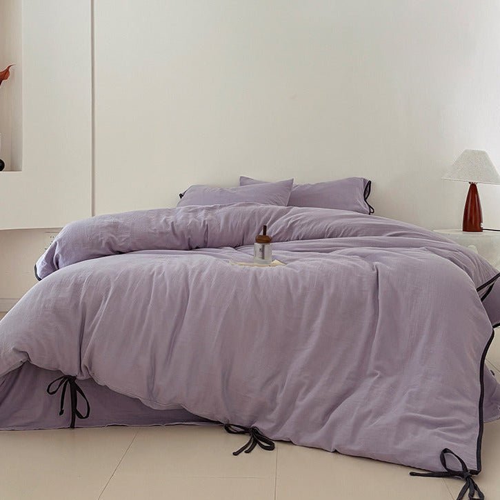 - Ever Lasting - Serena Ribbon Tied Bedding Set / Pink - Bedding Set - Ever Lasting