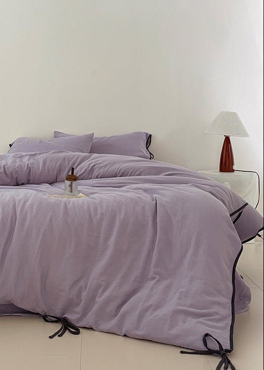 - Ever Lasting - Serena Ribbon Tied Bedding Set / Pink - Bedding Set - Ever Lasting