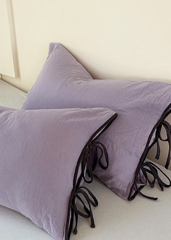 - Ever Lasting - Serena Ribbon Tied Bedding Set / Pink - Bedding Set - Ever Lasting