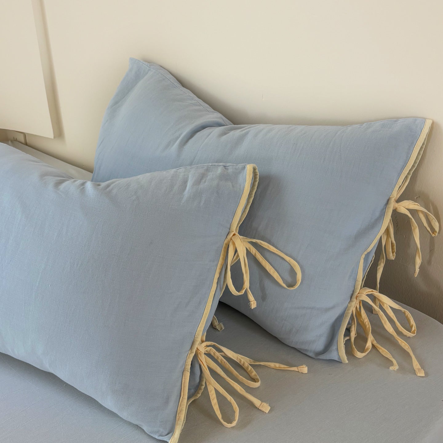 - Ever Lasting - Serena Ribbon Tied Pillowcases / Blue - Pillowcases - Ever Lasting
