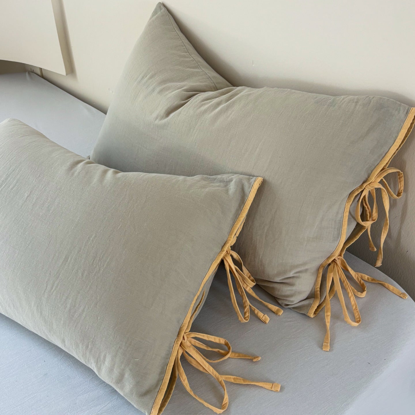 - Ever Lasting - Serena Ribbon Tied Pillowcases / Blue - Pillowcases - Ever Lasting