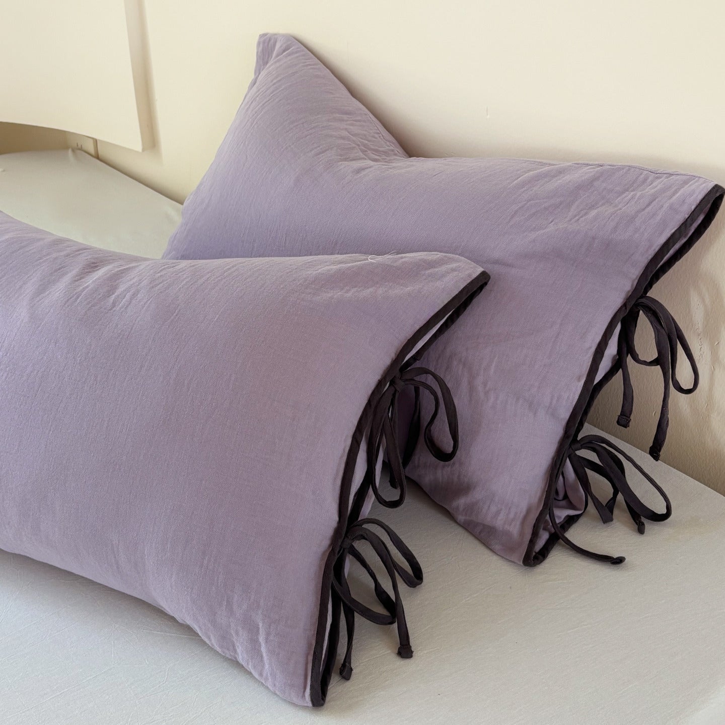 - Ever Lasting - Serena Ribbon Tied Pillowcases / Blue - Pillowcases - Ever Lasting