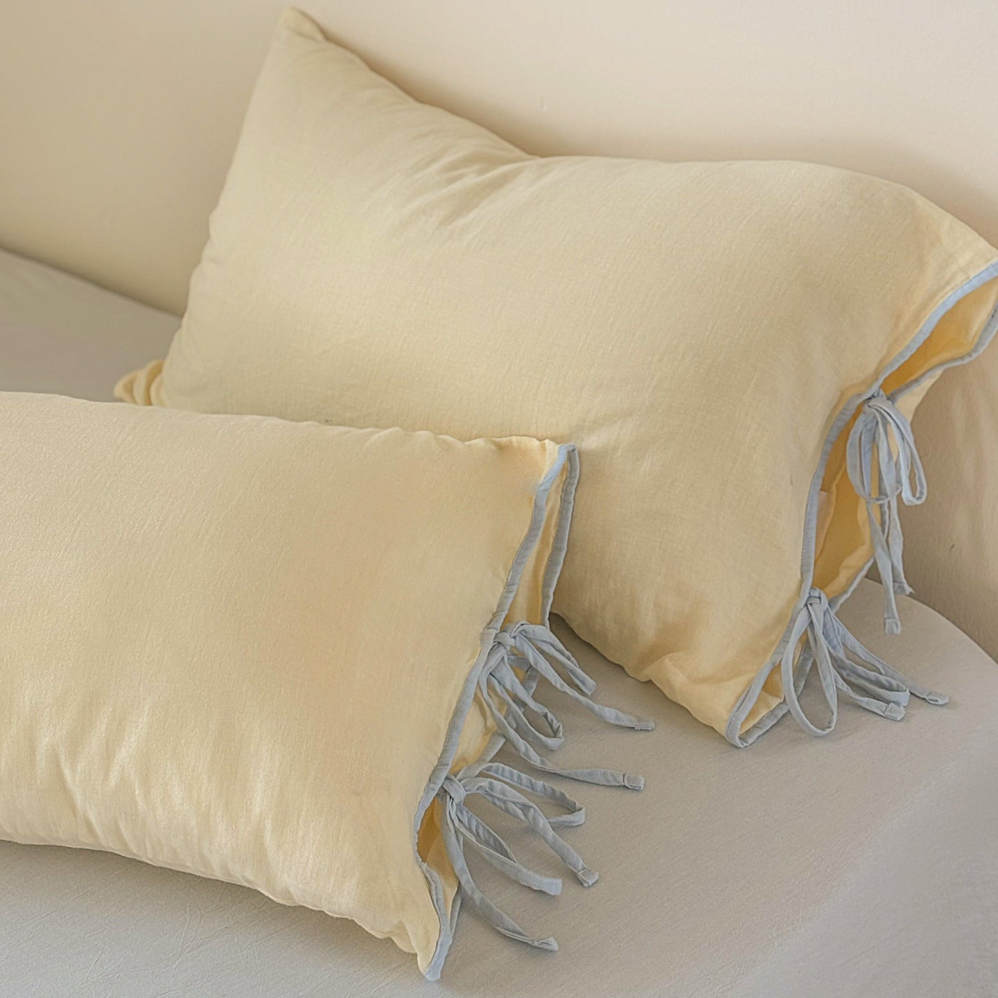 - Ever Lasting - Serena Ribbon Tied Pillowcases / Blue - Pillowcases - Ever Lasting