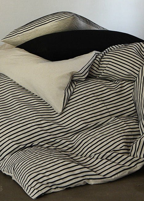- Ever Lasting - Silas Striped Jacquard Bedding Set / White - Bedding Set - Ever Lasting