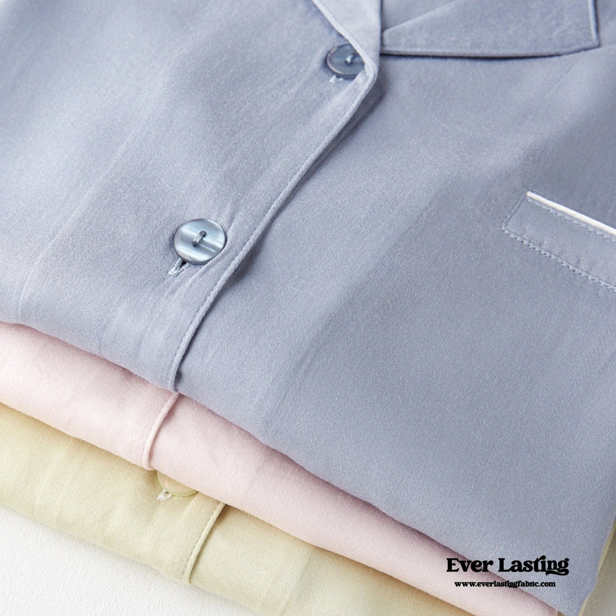 Silky Classic Morandi Silky Pajama Set / Blue - Ever Lasting