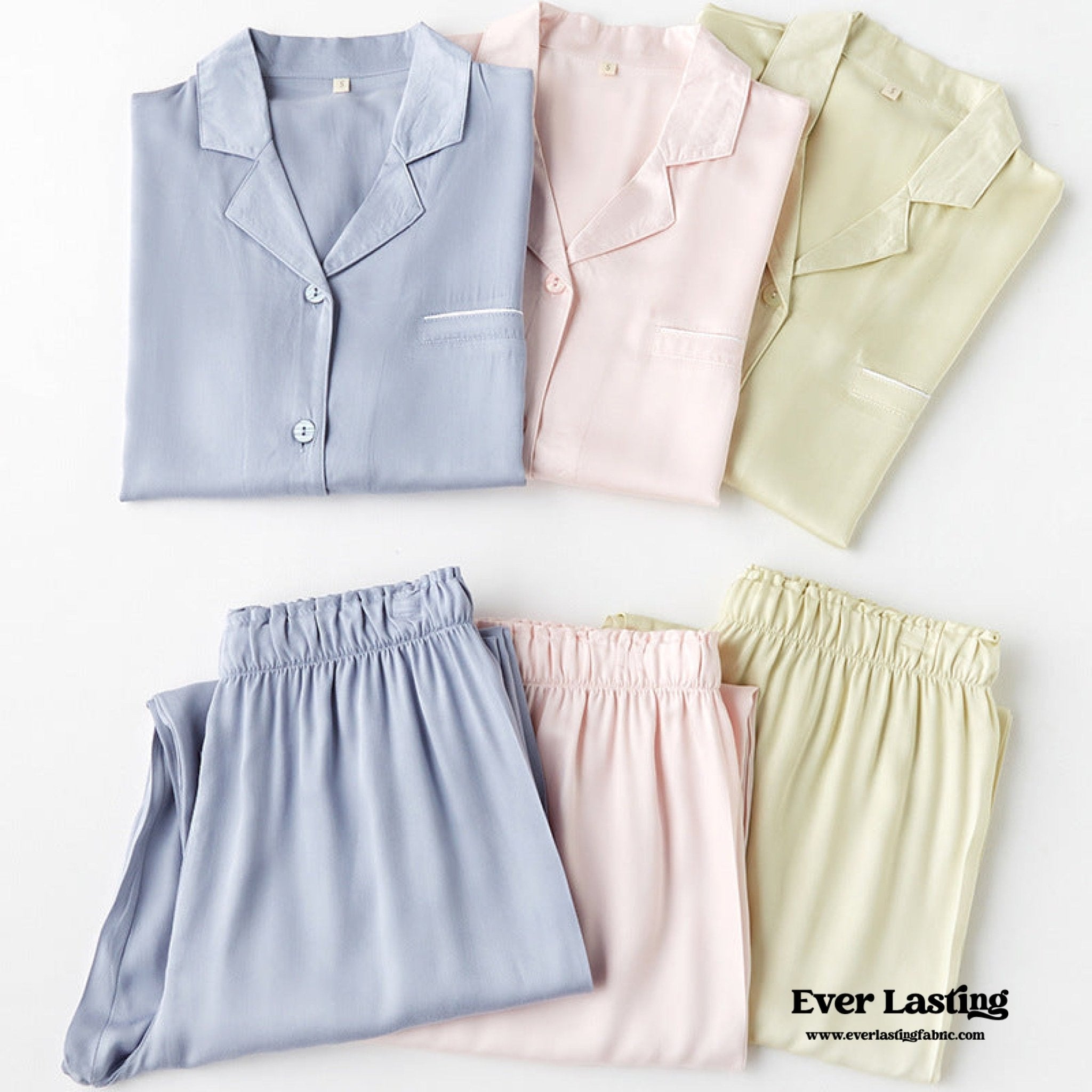 Silky Classic Morandi Silky Pajama Set / Pink - Ever Lasting