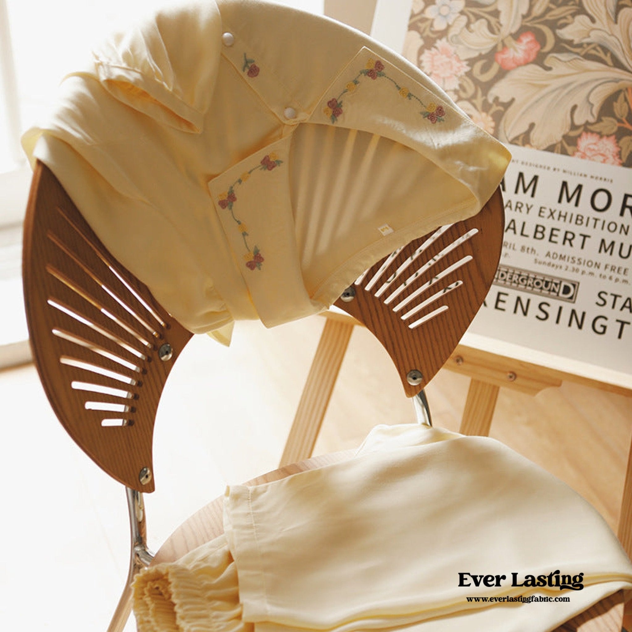 Silky Rose Cream Yellow Embroidered Nightgown Dress - Ever Lasting