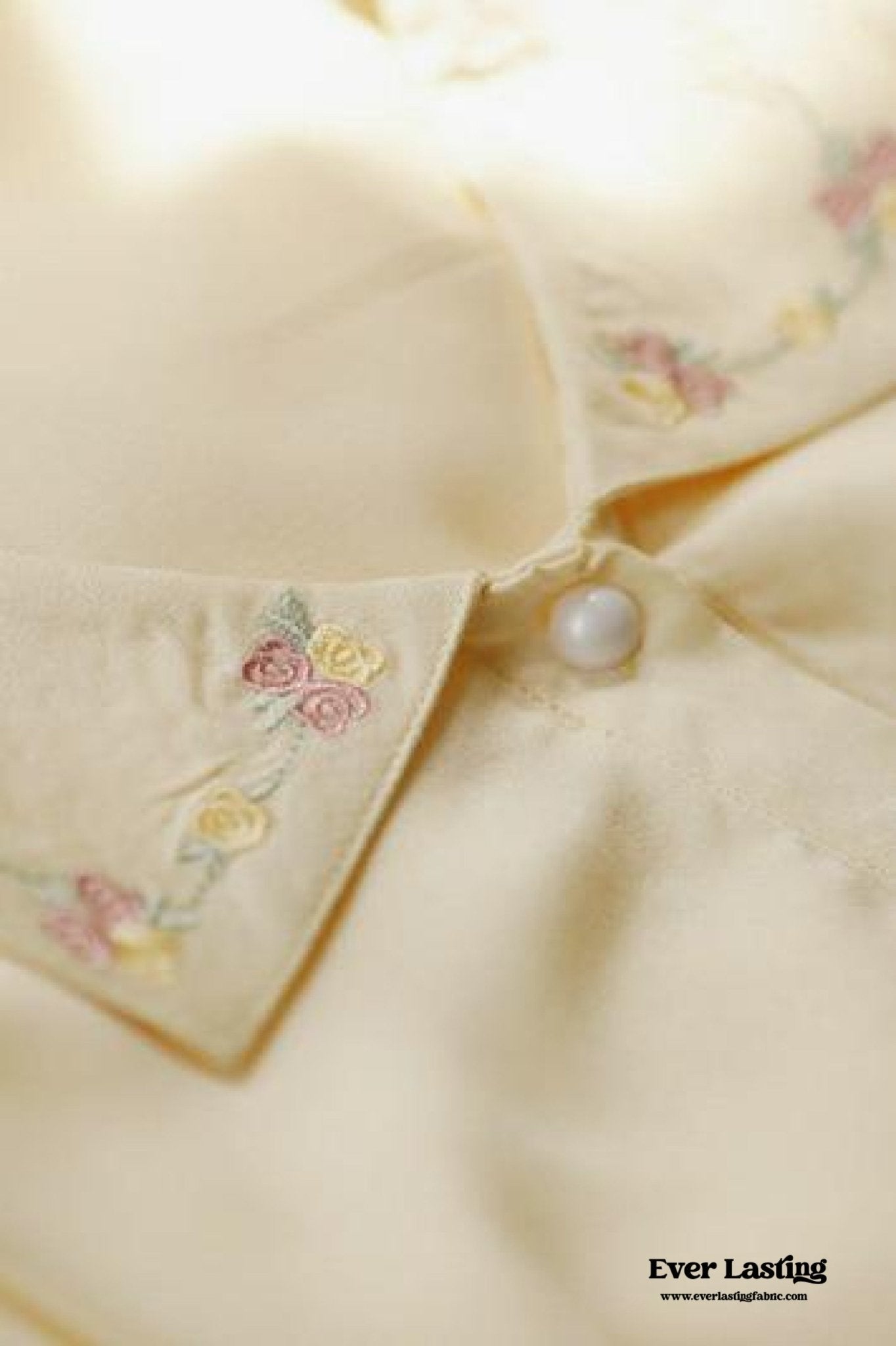 Silky Rose Cream Yellow Embroidered Nightgown Dress - Ever Lasting