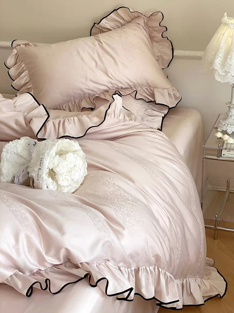 - Ever Lasting - Silky Ruffle Bedding Set / Rust Pink - Bedding Set - Ever Lasting