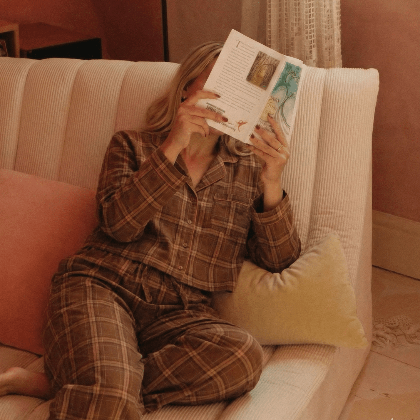 - Ever Lasting - Simone Plaid Milk Silk Lapel Pajama Set / Plaid - Pajama Set - Ever Lasting