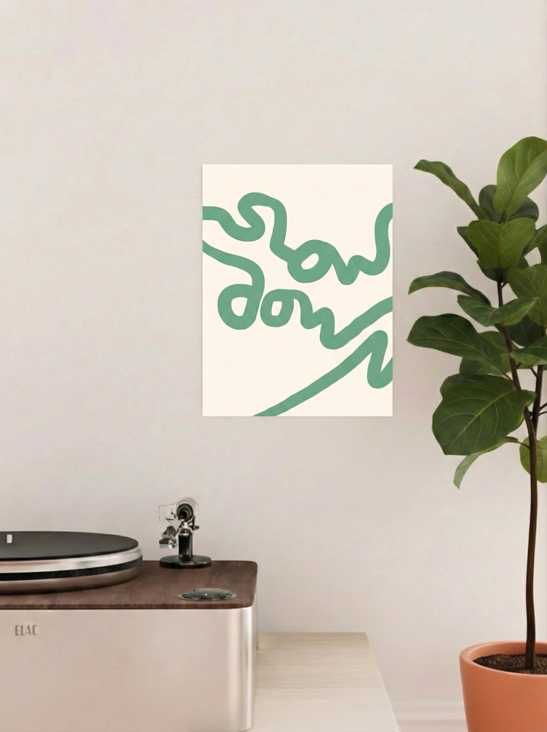 - Ever Lasting - Slow Down - Abstract Handwritten Typography Wall Art in Sage Green - Ever Lasting