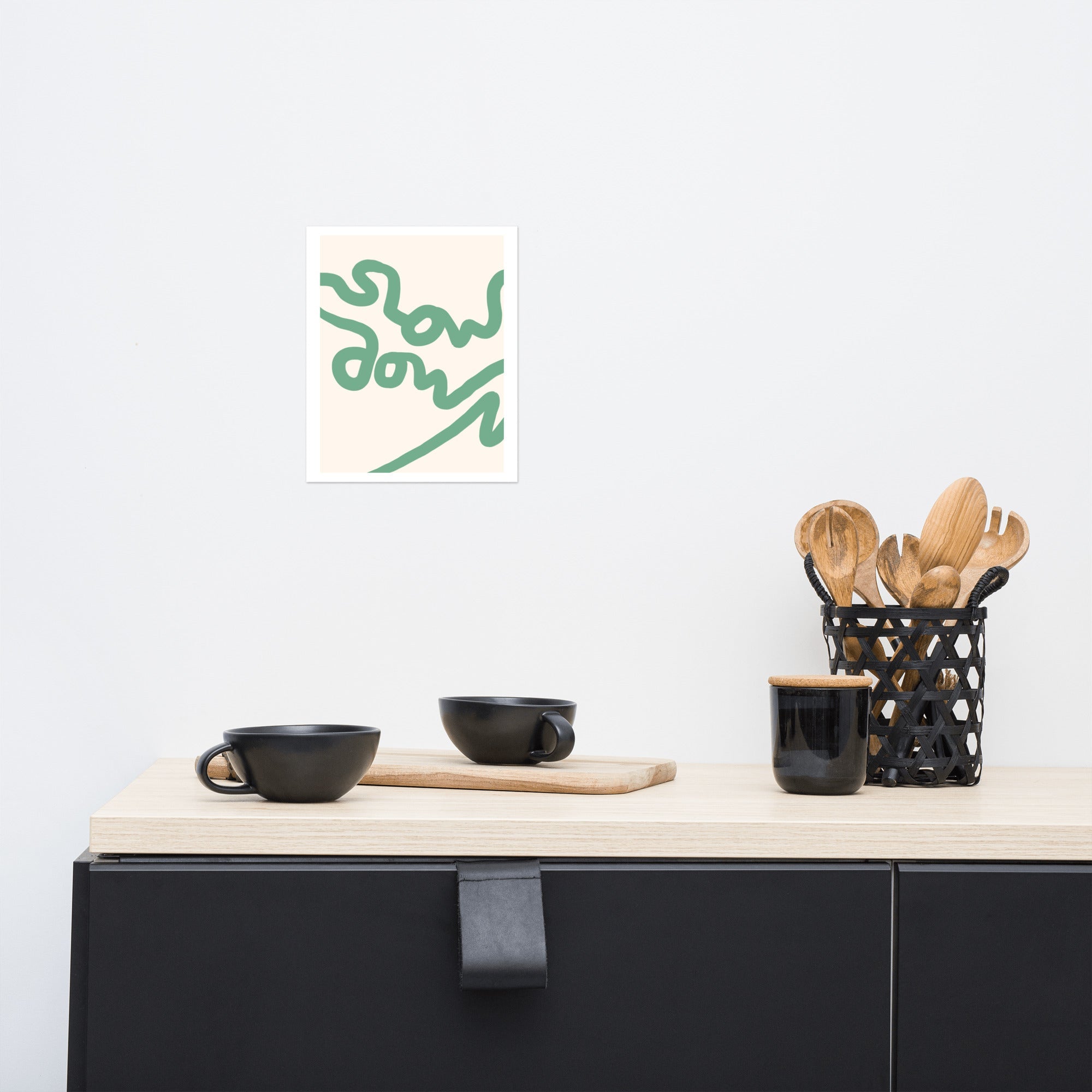 -Ever Lasting - Slow Down - Abstract Handwritten Typography Wall Art in Sage Green -Poster -Ever Lasting