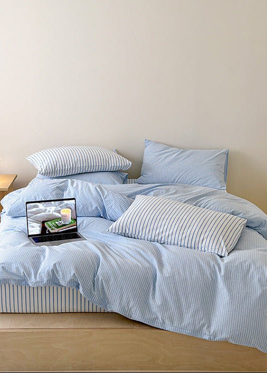 -Ever Lasting - Snuggle Striped Washed Cotton Bedding Set / Green -Bedding Set -Ever Lasting