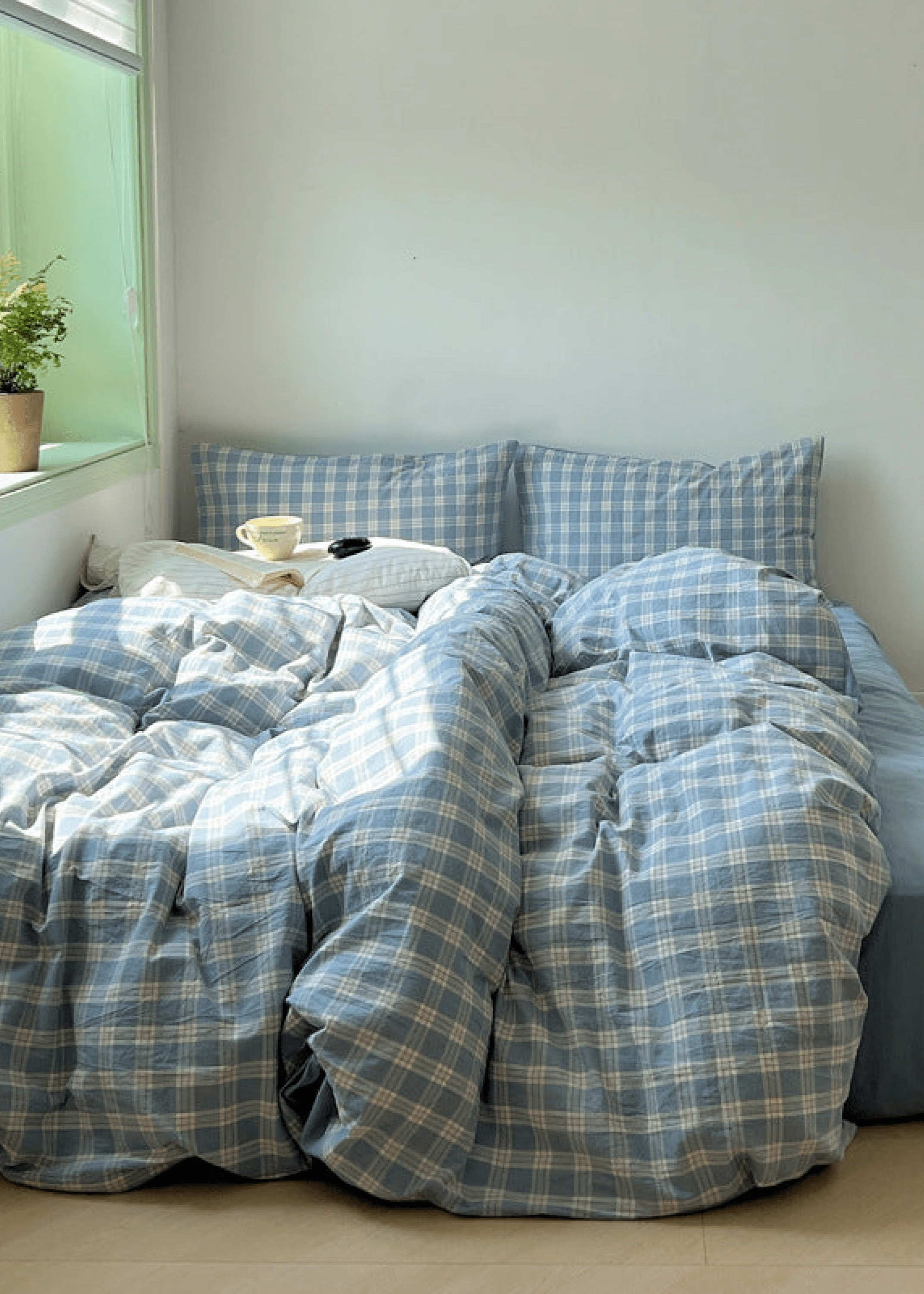 - Ever Lasting - Soft Blend Plaid Bedding Set / Blue - Bedding Set - Ever Lasting