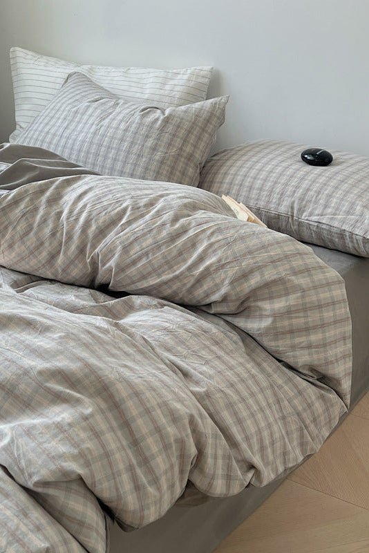 - Ever Lasting - Soft Blend Plaid Bedding Set / Gray - Bedding Set - Ever Lasting