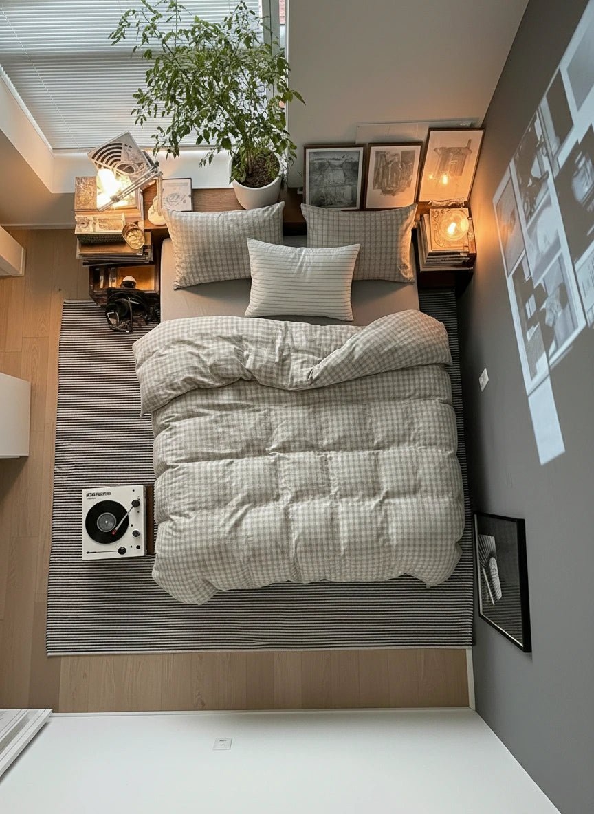 - Ever Lasting - Soft Blend Plaid Bedding Set / Gray - Bedding Set - Ever Lasting