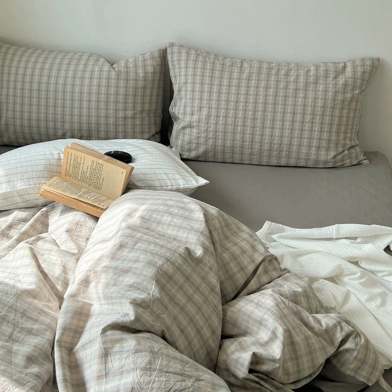 - Ever Lasting - Soft Blend Plaid Bedding Set / Gray - Bedding Set - Ever Lasting