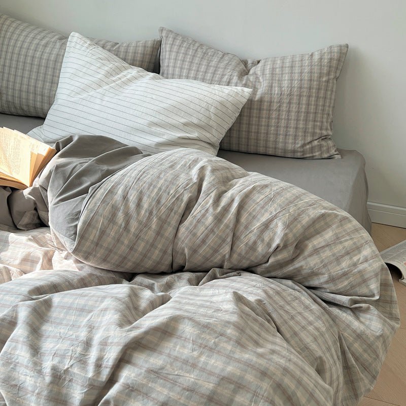 - Ever Lasting - Soft Blend Plaid Bedding Set / Pink - Bedding Set - Ever Lasting