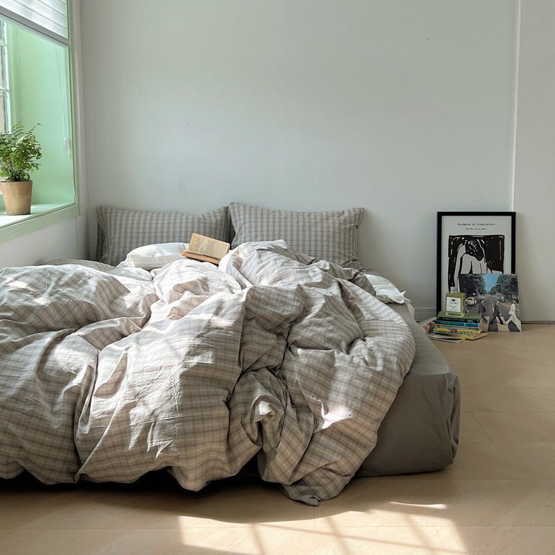 - Ever Lasting - Soft Blend Plaid Bedding Set / Pink - Bedding Set - Ever Lasting
