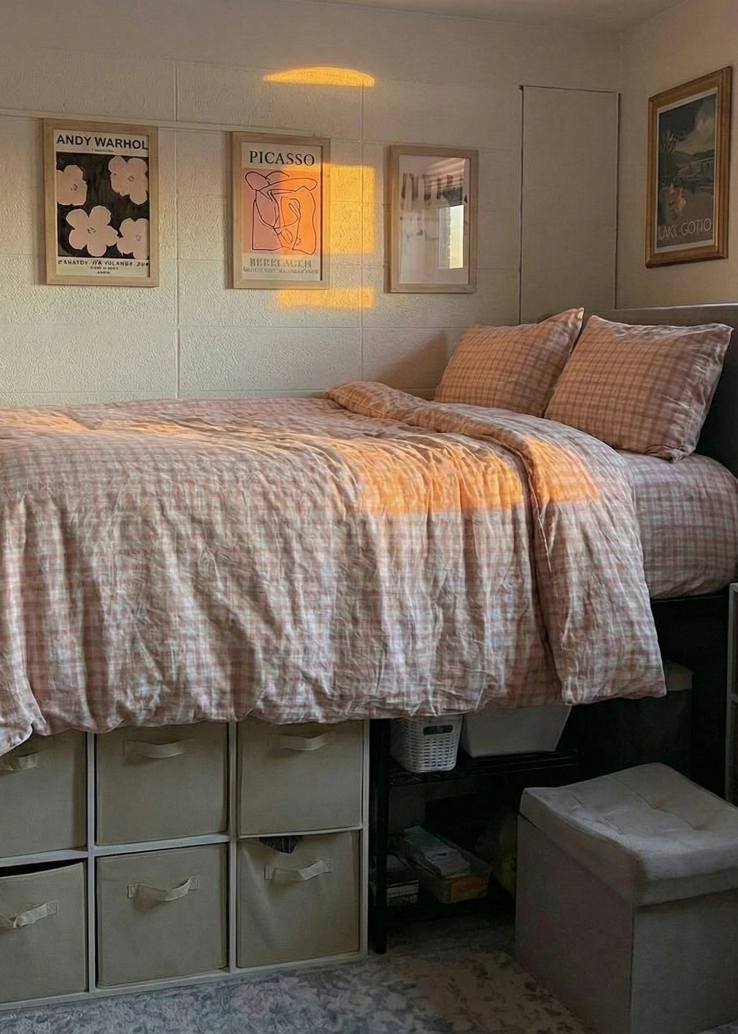 - Ever Lasting - Soft Blend Plaid Dorm Bedding Set / Pink - Bedding Set - Ever Lasting