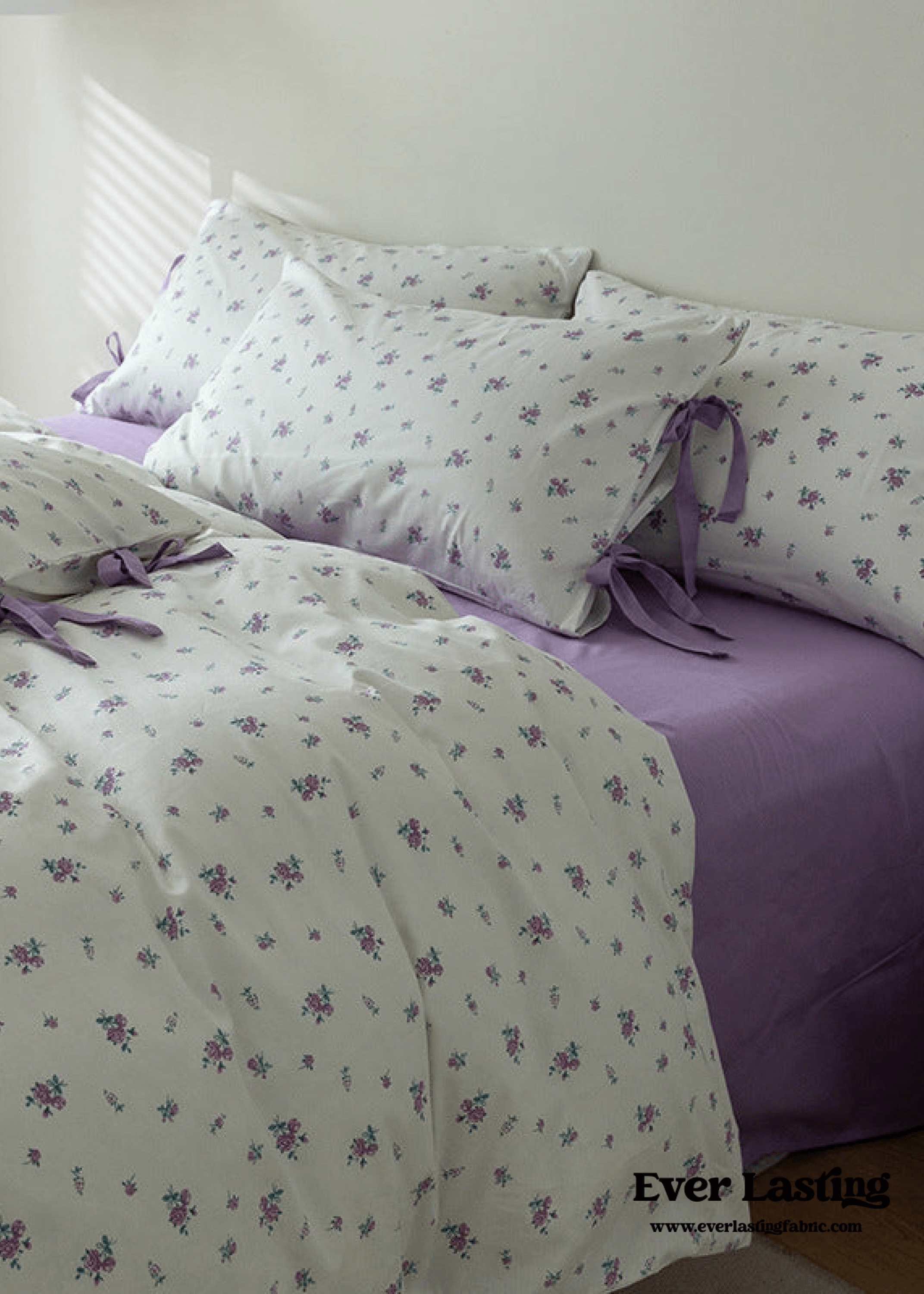 - Ever Lasting - Soft Cottage Blue Ribbon Bedding Set / Blue - Bedding Set - Ever Lasting