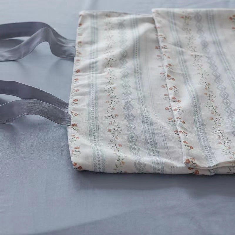 - Ever Lasting - Soft Cottage Blue Ribbon Bedding Set / Blue - Bedding Set - Ever Lasting