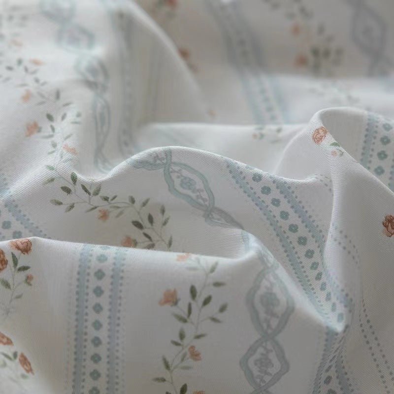 - Ever Lasting - Soft Cottage Blue Ribbon Bedding Set / Blue - Bedding Set - Ever Lasting