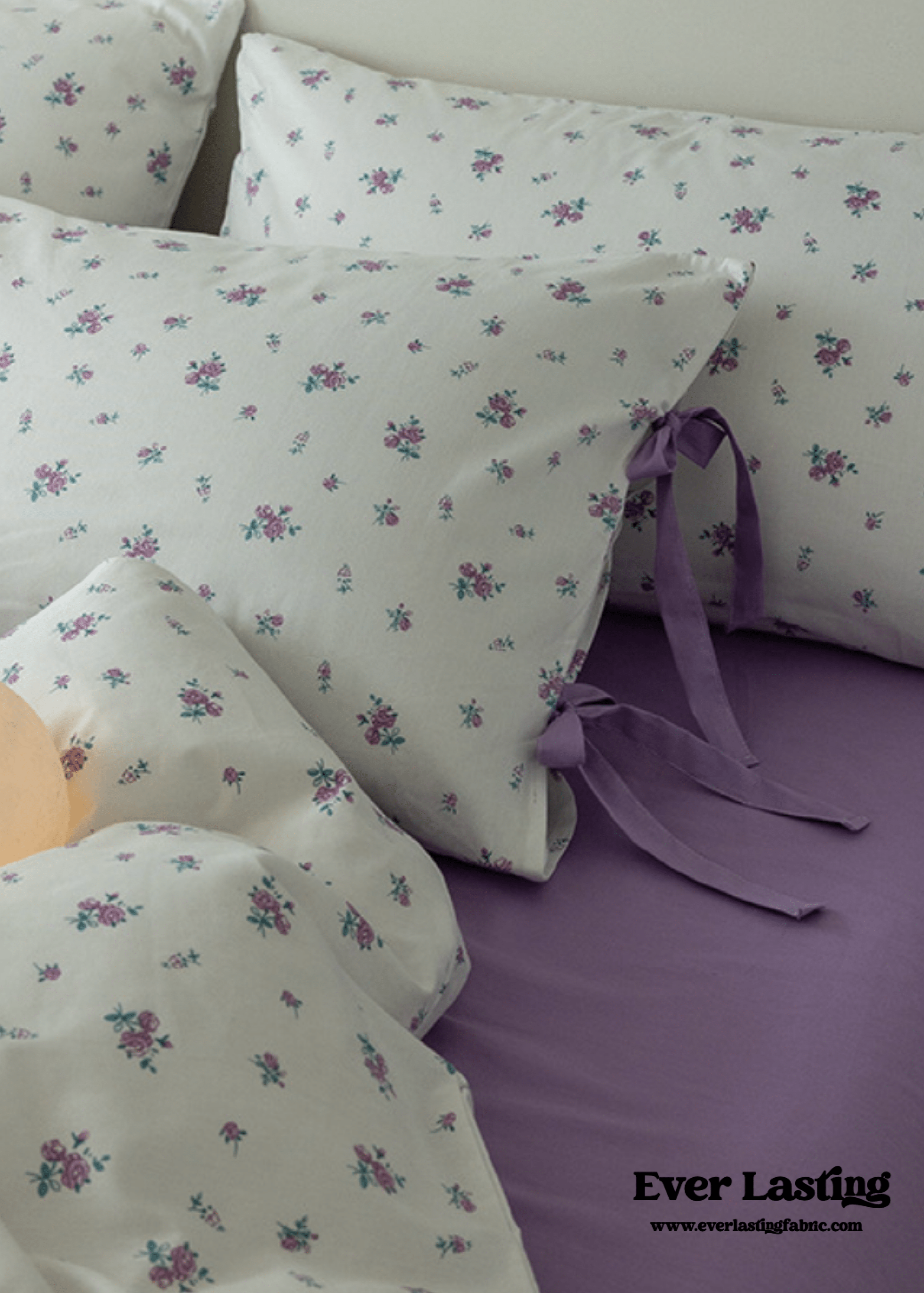 - Ever Lasting - Soft Cottage Blue Ribbon Bedding Set / Blue - Bedding Set - Ever Lasting