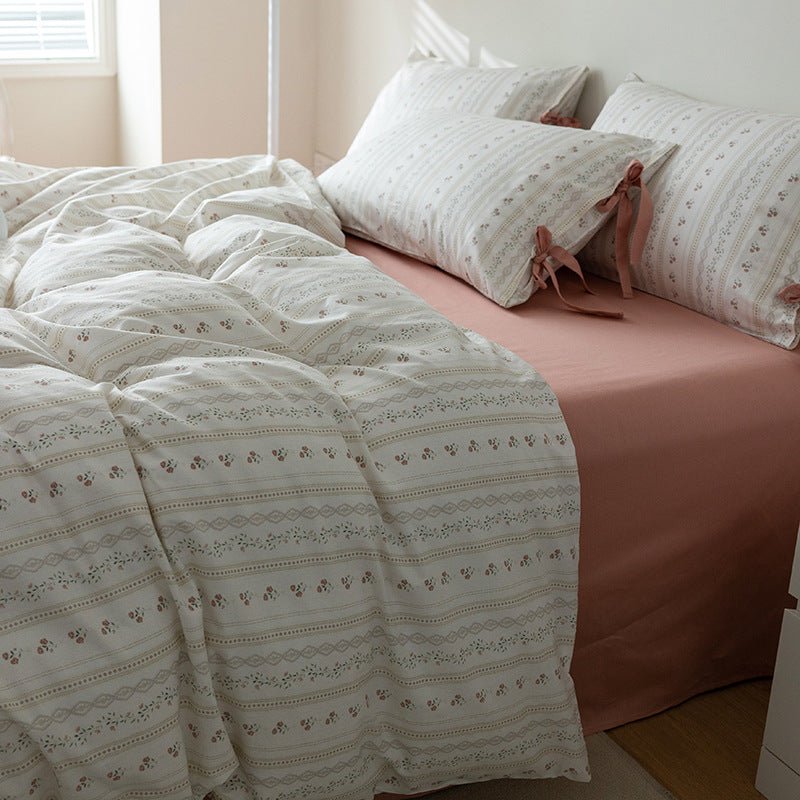 - Ever Lasting - Soft Cottage Blue Ribbon Bedding Set / Blue - Bedding Set - Ever Lasting