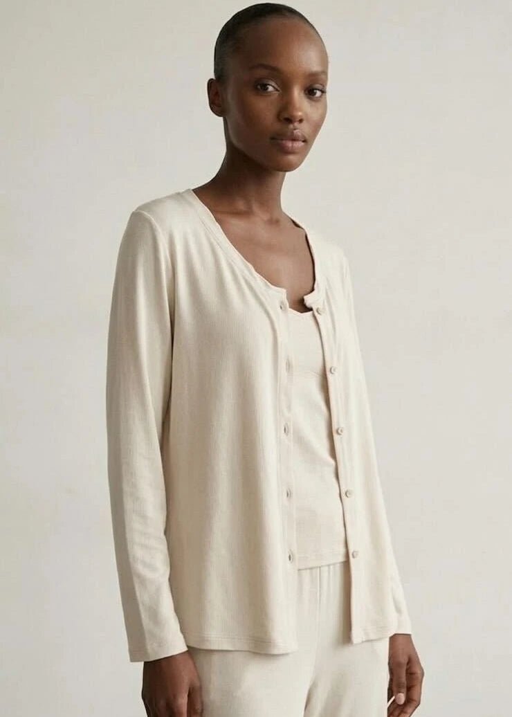 - Ever Lasting - Solid Ruffle V Tank and Long Pants with Cardigan Modal Pajama Set - Pajamas - Ever Lasting