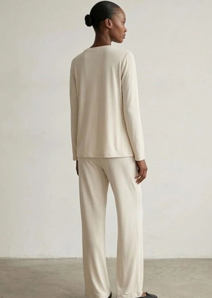 - Ever Lasting - Solid Ruffle V Tank and Long Pants with Cardigan Modal Pajama Set - Pajamas - Ever Lasting