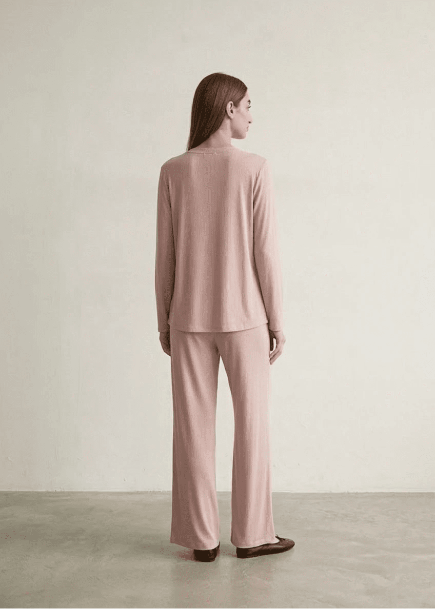 - Ever Lasting - Solid Ruffle V Tank and Long Pants with Cardigan Modal Pajama Set - Pajamas - Ever Lasting