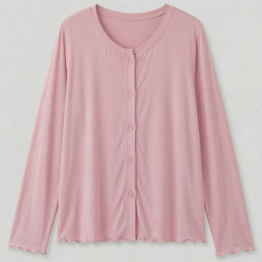 - Ever Lasting - Solid Ruffle V Tank and Long Pants with Cardigan Modal Pajama Set - Pajamas - Ever Lasting