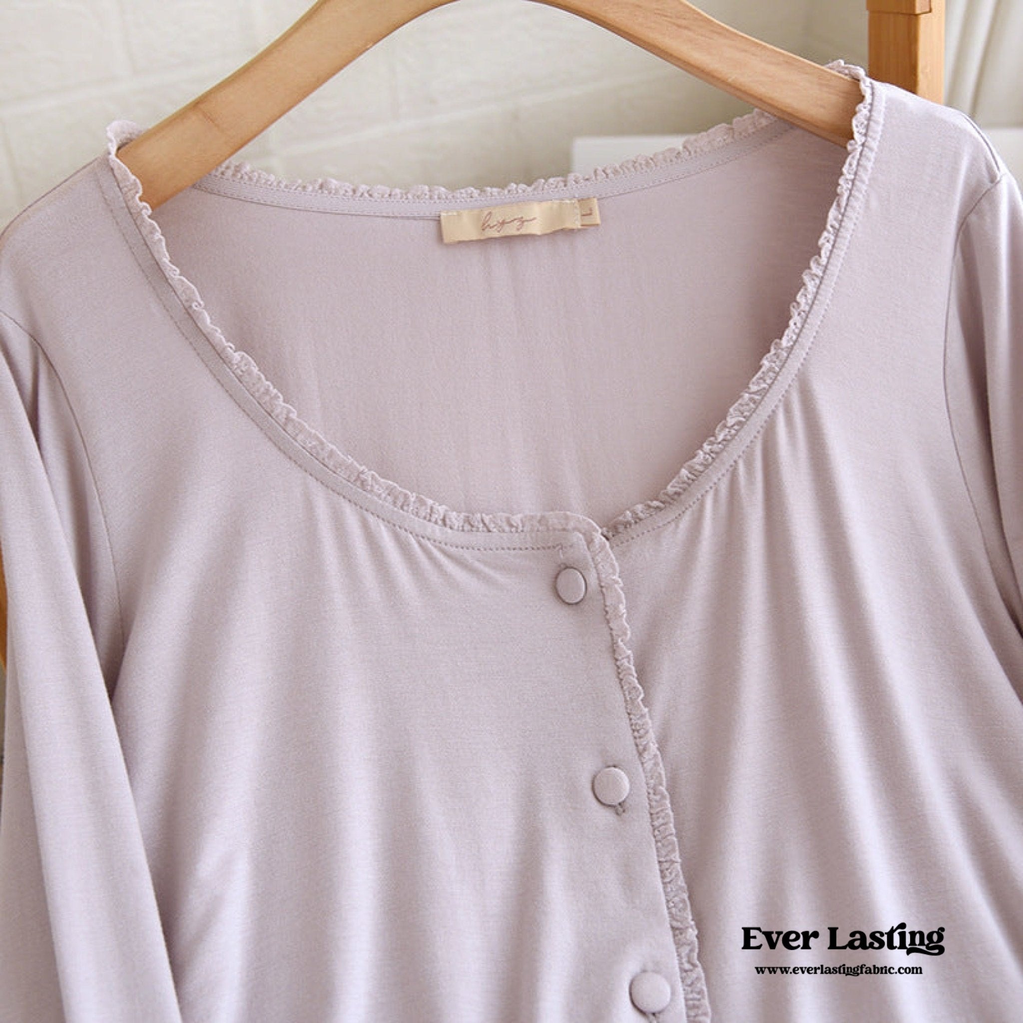 Solid Tank and Long Pants with Cardigan Pajama Set / Purple - Ever Lasting