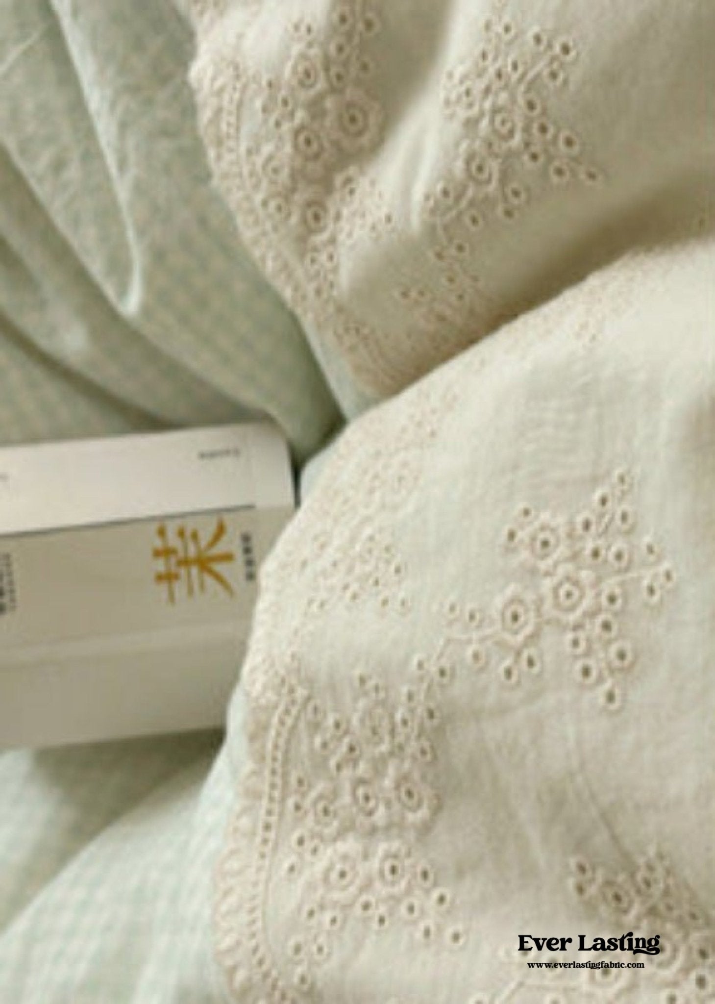 Sophia Gingham Lace Washed Cotton Bedding Set / Pink - Ever Lasting