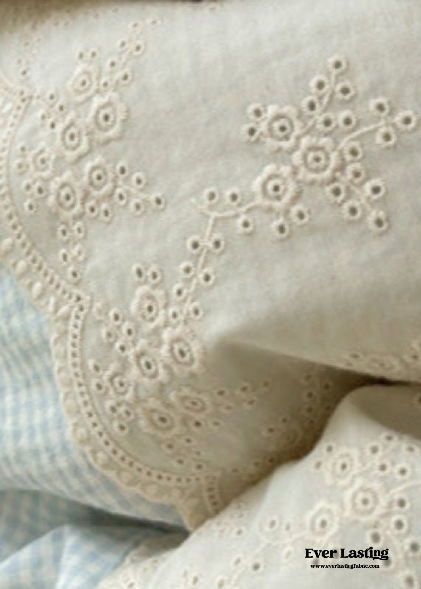 Sophia Gingham Lace Washed Cotton Bedding Set / Pink - Ever Lasting