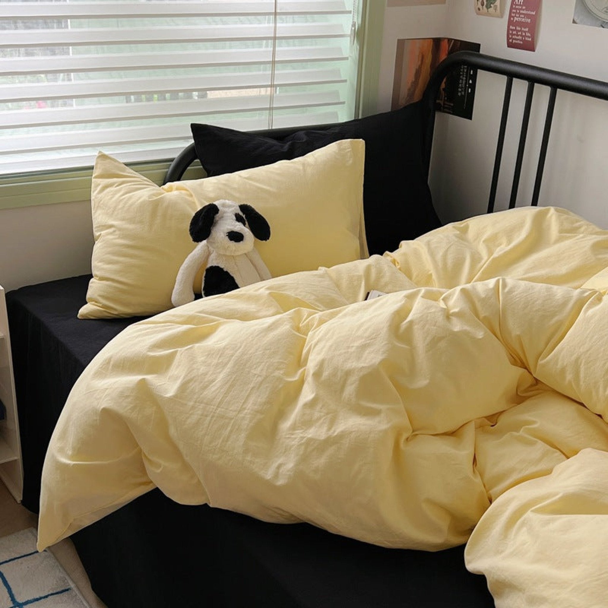 Spring Mixed Washed Cotton Bedding Set / White + Purple - Ever Lasting